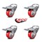 Service Caster 3 Inch Red Polyurethane Swivel Bolt Hole Caster Set with Total Lock Brake SCC SCC-BHTTL20S314-PPUB-RED-4 - alternate 5